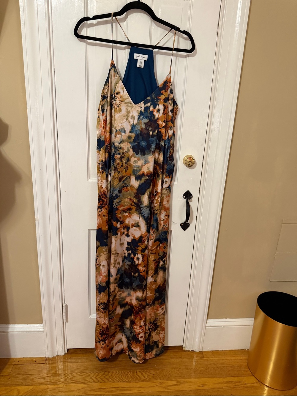 Nicole Miller Floral Maxi Dress in Blue, Brown, Cream